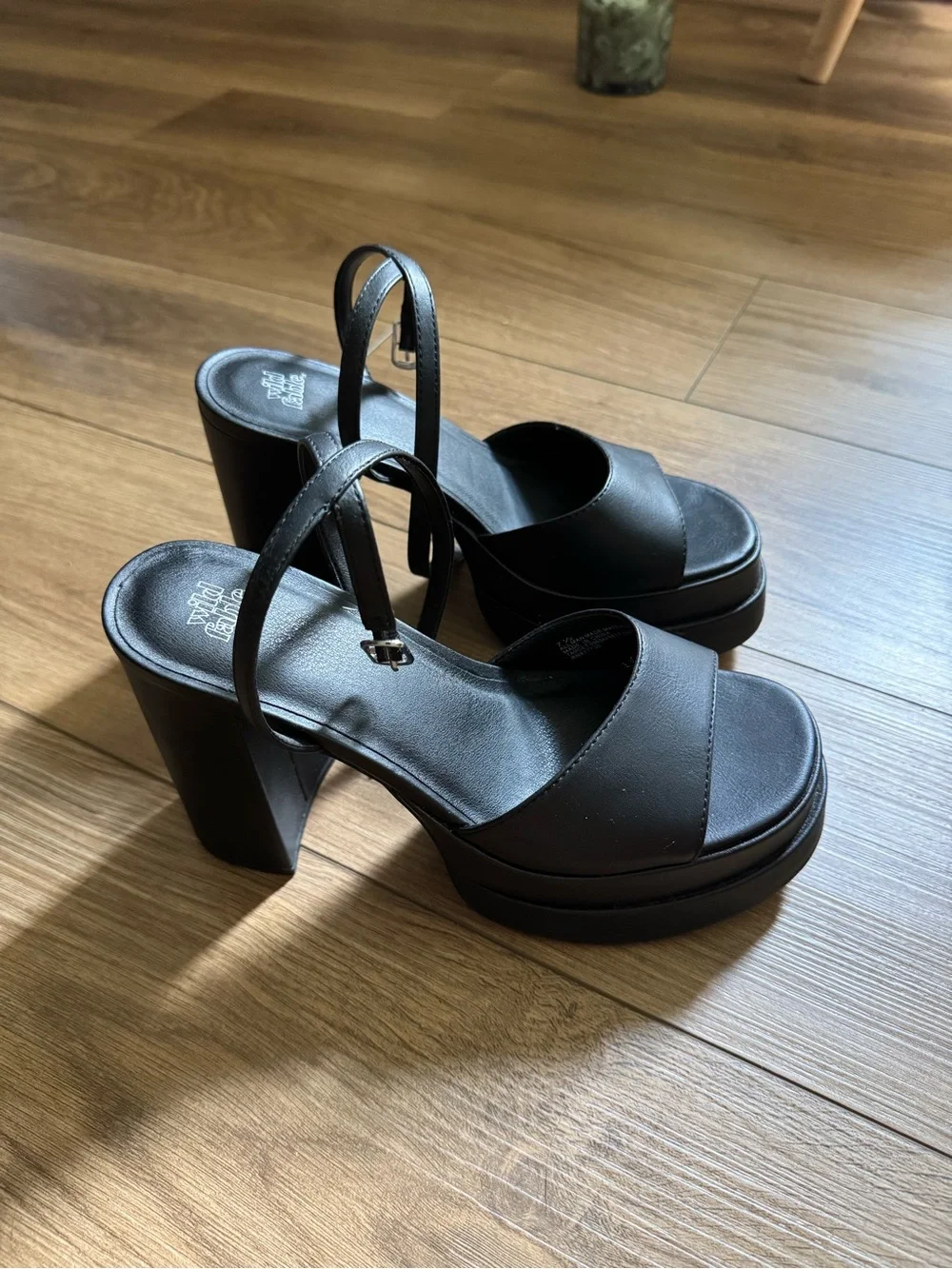 wild fable Black Platform Block Heel Sandals with Ankle Strap